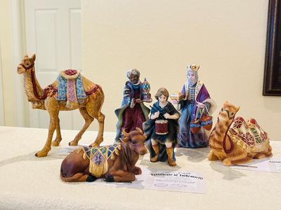 “ LITTLE DRUMMER BOY IN SEATED BULL”. -“KING GASPAR, AND SEATED CAMEL”-“ KING BALTHAZAR, AND STANDING CAMEL” FROM THE THOMAS KINCAID...