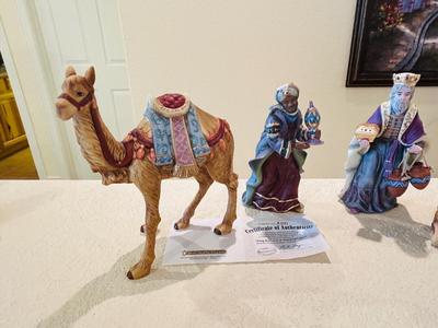 “ LITTLE DRUMMER BOY IN SEATED BULL”. -“KING GASPAR, AND SEATED CAMEL”-“ KING BALTHAZAR, AND STANDING CAMEL” FROM THE THOMAS KINCAID...