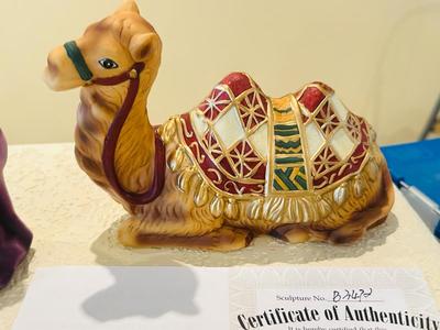 “ LITTLE DRUMMER BOY IN SEATED BULL”. -“KING GASPAR, AND SEATED CAMEL”-“ KING BALTHAZAR, AND STANDING CAMEL” FROM THE THOMAS KINCAID...