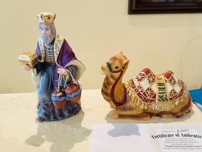 “ LITTLE DRUMMER BOY IN SEATED BULL”. -“KING GASPAR, AND SEATED CAMEL”-“ KING BALTHAZAR, AND STANDING CAMEL” FROM THE THOMAS KINCAID...