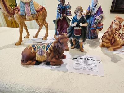 “ LITTLE DRUMMER BOY IN SEATED BULL”. -“KING GASPAR, AND SEATED CAMEL”-“ KING BALTHAZAR, AND STANDING CAMEL” FROM THE THOMAS KINCAID...