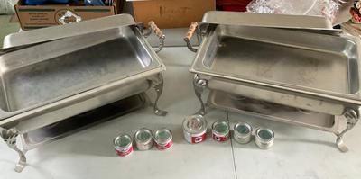G405 Pair Of Chafer Dishes WIth Cooking Fuel