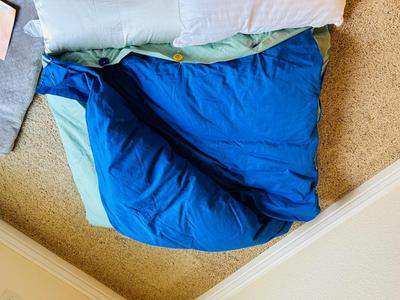 FULL SIZED DOWN FILLED COMFORTER 40 X 58 CHENILLE THROW & PILLOWS.