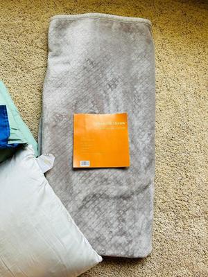 FULL SIZED DOWN FILLED COMFORTER 40 X 58 CHENILLE THROW & PILLOWS.