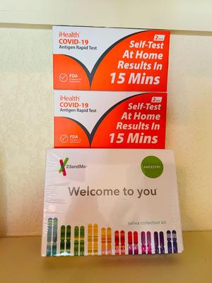 23andMe ANCESTRY SALIVA COLLECTION KIT AND 2 COVID-19 ANTIGEN RAPID TESTS