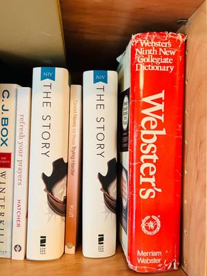 SEVERAL NICE HARDBACK NOVELS AND A DICTIONARY