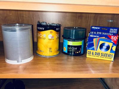 A TON OF CD-R's AND DVD-R BLANK DISKS AND EMPTY SLEEVES