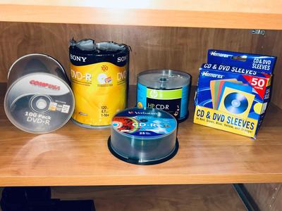 A TON OF CD-R's AND DVD-R BLANK DISKS AND EMPTY SLEEVES