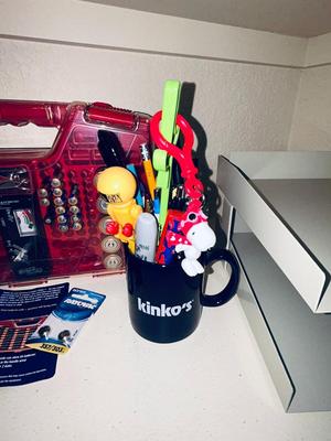NIFTY BATTERY DADDY WITH BATTERIES, FILE HOLDER, STORAGE BASKET AND PUZZLE BOOLS WITH PENS AND PENCILS