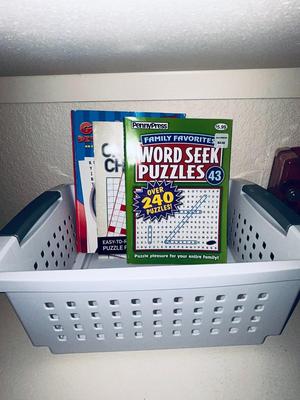 NIFTY BATTERY DADDY WITH BATTERIES, FILE HOLDER, STORAGE BASKET AND PUZZLE BOOLS WITH PENS AND PENCILS