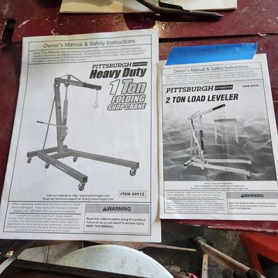 Pittsburgh Automotive 1 ton Folding Shop Crane w 2 Ton Load Leveler