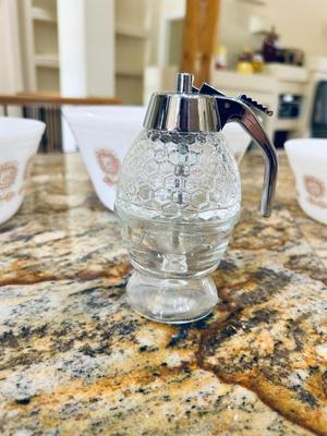 FEDERAL GLASS NESTING BOWLS AND A UNIQUE SYRUP DISPENSER