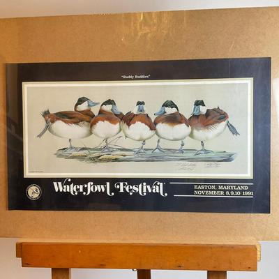 PR410 Signed Art LaMay Poster "Ruddy Buddies" Waterfowl Festival 1991