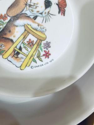 CORNING WARE, CANOPY AND ADORABLE VINTAGE CHILDREN'S DISHES