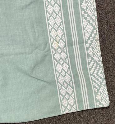 Sage Green & White Cotton Tablecloth