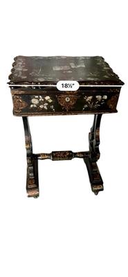 Furniture - Antique Paper Mache - Sewing Cabinet with Mother of Pearl Inlay