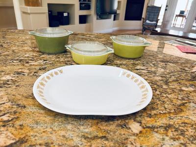 CORNING WARE BOWLS 3 SIZES AND PLATE