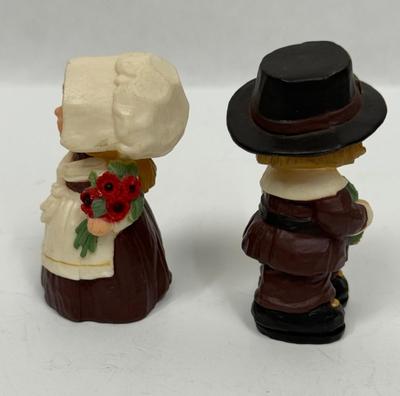 Vintage Hallmark Pilgrim Girl & Boy Resin Figurines Thanksgiving Fall
