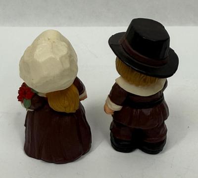 Vintage Hallmark Pilgrim Girl & Boy Resin Figurines Thanksgiving Fall