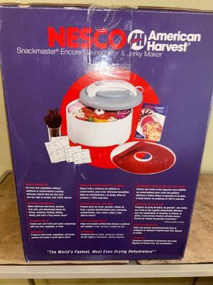 NESCO AMERICAN HARVEST, SNACKMASTER ENCORE DEHYDRATOR AND JERKY MAKER