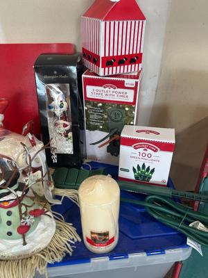 STORAGE TOTE AND MERRY CHRISTMAS DECOR FOR DECKING THE HALLS