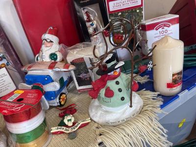 STORAGE TOTE AND MERRY CHRISTMAS DECOR FOR DECKING THE HALLS