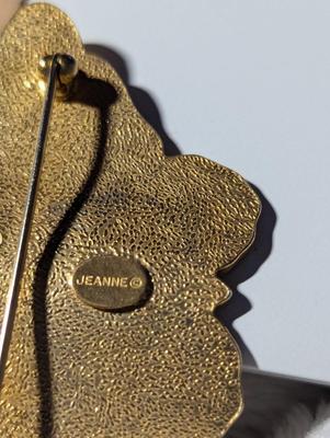 Stuart Nye Brooch - Jeanne Butterfly - Sterling Pearl Brooch By Wells Gold Gilt Leaf - Monet Bow Clip Earrings Made In Germany -...