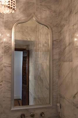 Silver-Framed Mirror with Arched Top