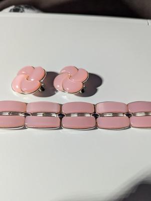 Lisner Vintage Pearly Link Bracelet & Clip On Earrings #8