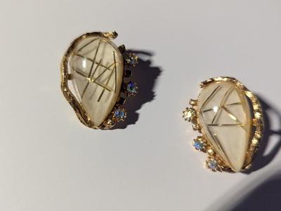 Vintage Geometric Link Bracelet & Clip On Earrings #9