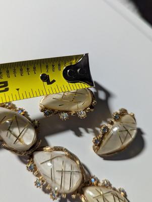 Vintage Geometric Link Bracelet & Clip On Earrings #9