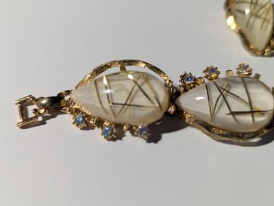 Vintage Geometric Link Bracelet & Clip On Earrings #9
