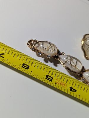 Vintage Geometric Link Bracelet & Clip On Earrings #9
