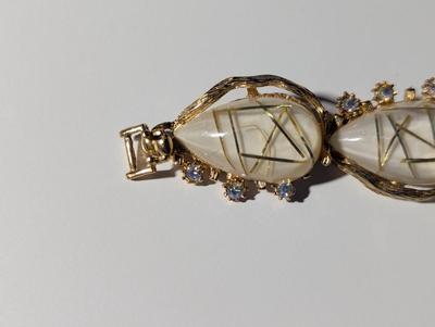 Vintage Geometric Link Bracelet & Clip On Earrings #9