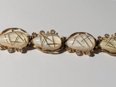 Vintage Geometric Link Bracelet & Clip On Earrings #9