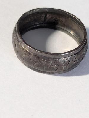 Vintage Flatware Silver-plate Spoon Ring & Etched Silver-plate Ring 10 grams #19