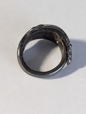 Vintage Flatware Silver-plate Spoon Ring & Etched Silver-plate Ring 10 grams #19