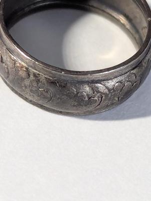 Vintage Flatware Silver-plate Spoon Ring & Etched Silver-plate Ring 10 grams #19