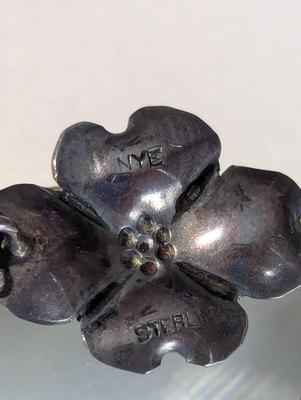 Vintage Stuart Nye Sterling Silver Dogwood Brooch & Necklace 8 grams #20