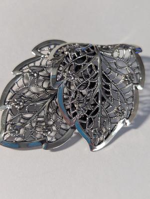 Beau Sterling Filigree Leaf Brooch - Sterling Necklace - Sterling Bracelet 14 grams #21