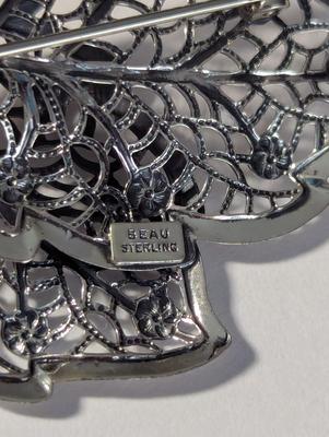 Beau Sterling Filigree Leaf Brooch - Sterling Necklace - Sterling Bracelet 14 grams #21