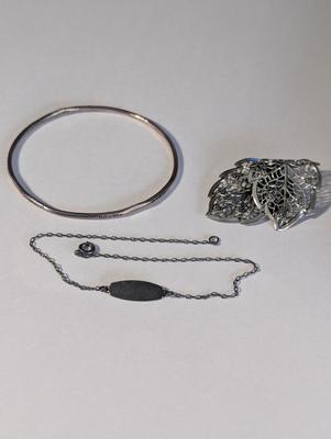 Beau Sterling Filigree Leaf Brooch - Sterling Necklace - Sterling Bracelet 14 grams #21