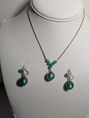 Vintage Handmade 14kt Gold Hillcraft Necklace & Earrings #22