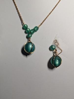 Vintage Handmade 14kt Gold Hillcraft Necklace & Earrings #22