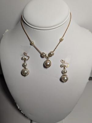 Vintage Handmade 14kt Gold Hillcraft Necklace & Earrings #23