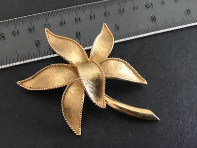Emmons Large Brushed Gold Tone Brooch