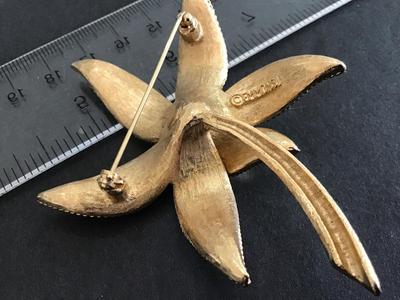 Emmons Large Brushed Gold Tone Brooch