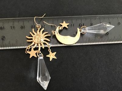 Star Moon Dangle Faux Crystal Earrings