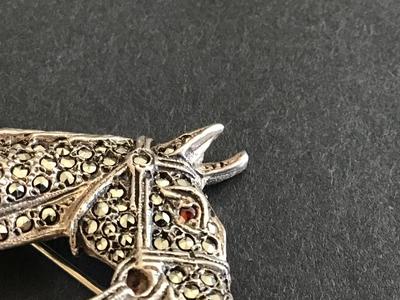 Beautiful Vintage Sterling Marcasite Brooch Signed