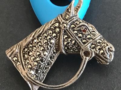 Beautiful Vintage Sterling Marcasite Brooch Signed